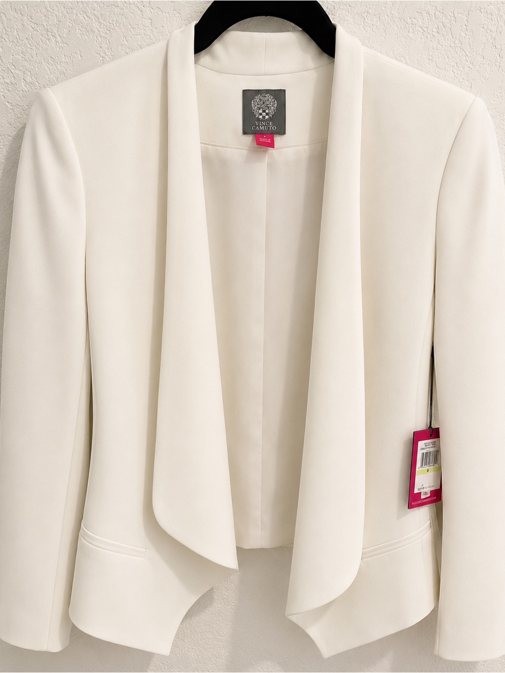 Vince Camuto Cream Draped Open-Front Blazer